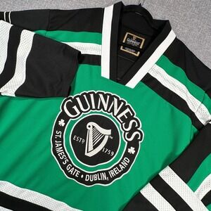 Guinness Hockey Jersey Mens 3XL Green Black St. James Gate Embroidered Logo READ